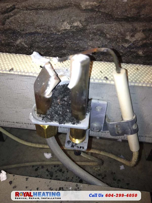 Gas fireplace equipment, maintenance or repair work