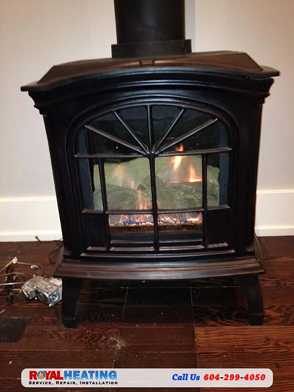 Gas fireplace equipment, maintenance or repair work