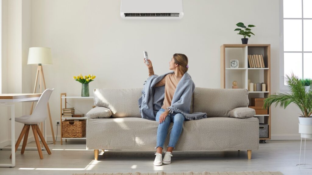 Ductless mini-split in a residential living room