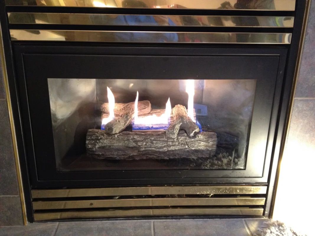 Gas fireplace after professional service