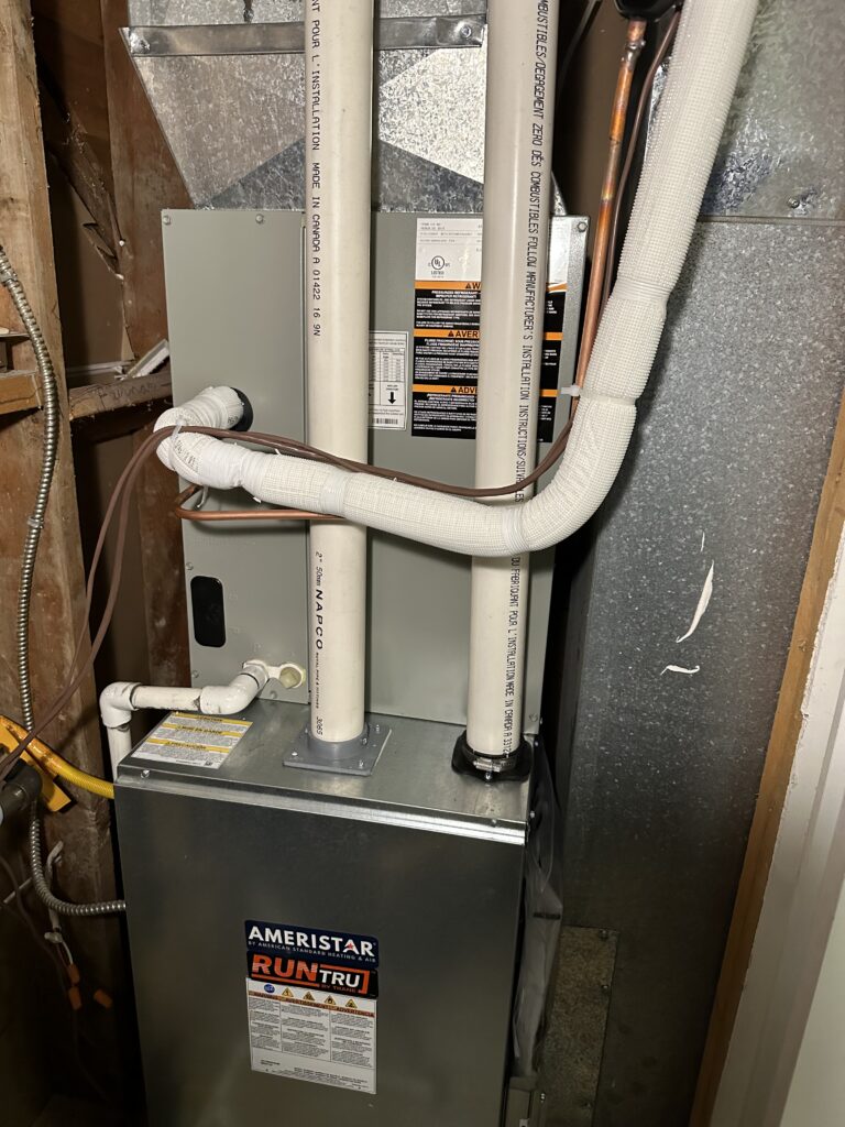 High-efficiency residential furnace installation