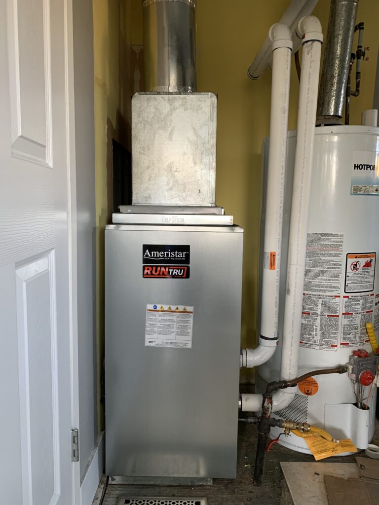 High-efficiency residential furnace installation