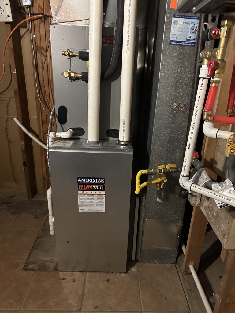 High-efficiency residential furnace installation