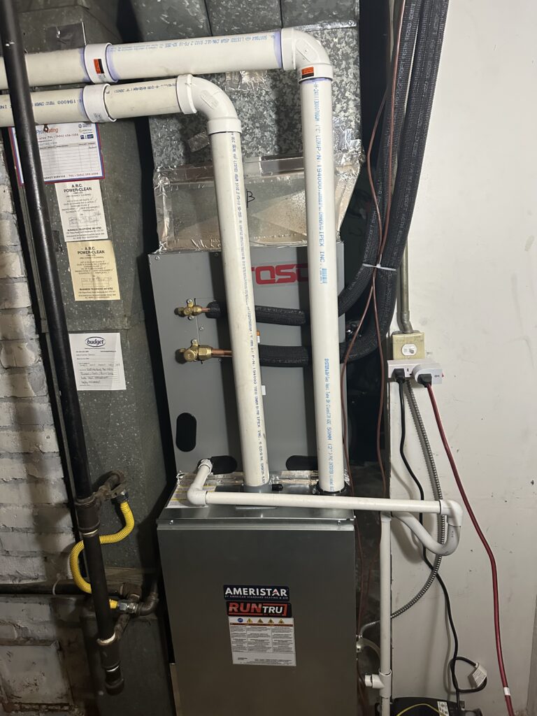High-efficiency residential furnace installation