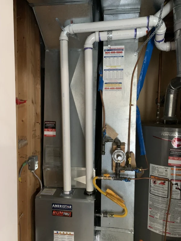 High-efficiency residential furnace installation
