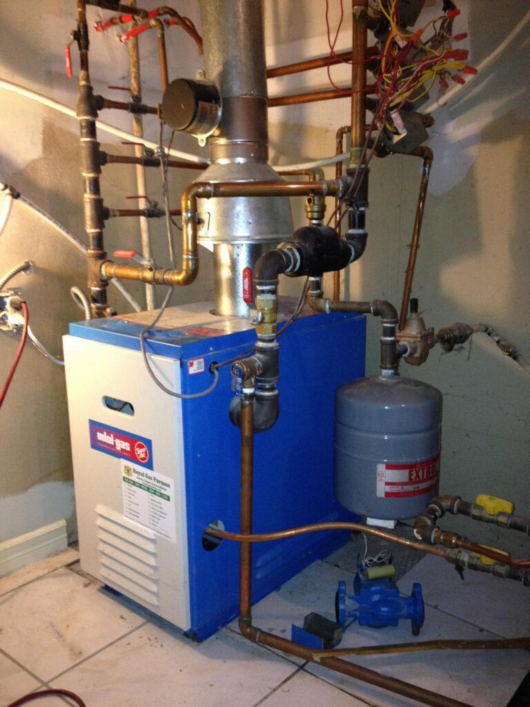 Residential boiler and hydronic piping installation