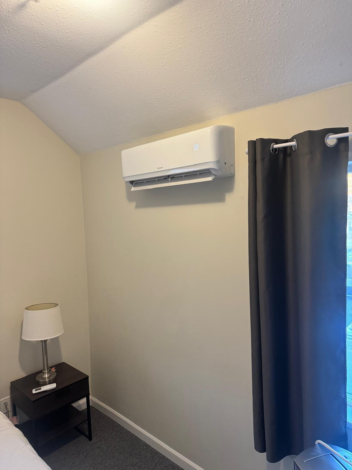 Ductless mini-split installed in a bedroom