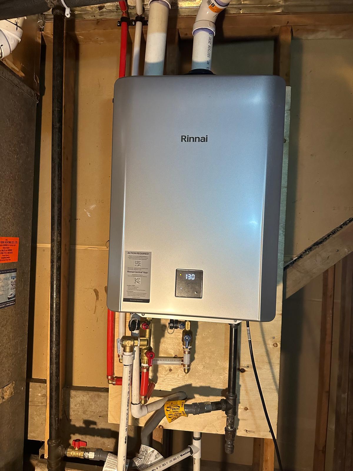 Wall-mounted tankless water heater installation