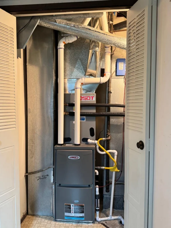 Furnace installed inside a utility closet