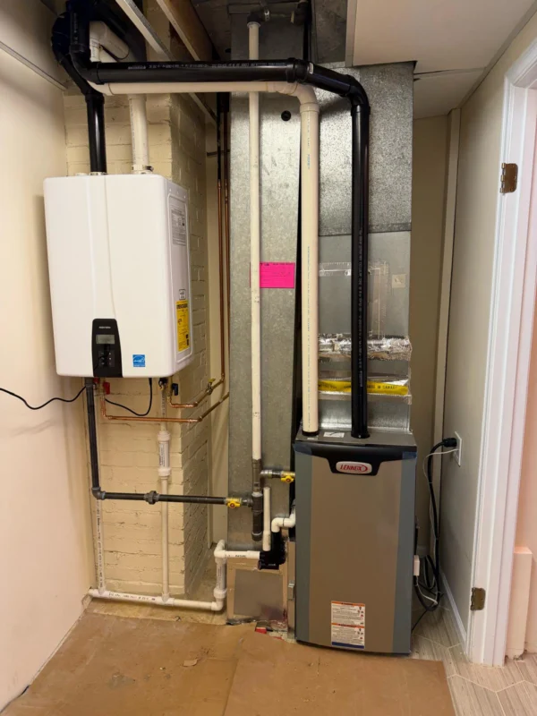 Tankless water heater and furnace equipment